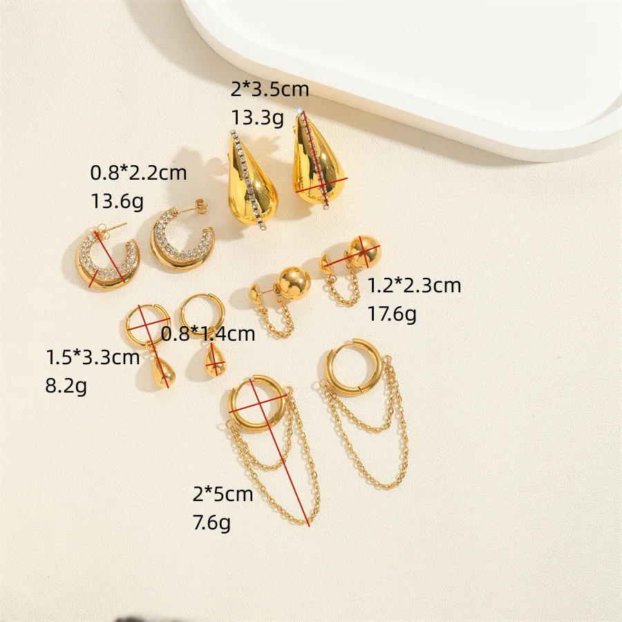 Titanium steel color-retaining 18K real gold fringed asymmetric earrings, personalized C-shaped zircon earrings jewelry
