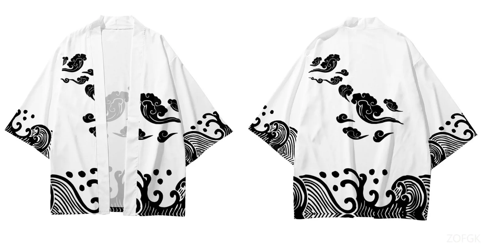 

Summer Feather Weaving Kimono Creative Xiangyun Element 3D Digital Printing Seven Cent Shirt Daopao Cardigan Loose