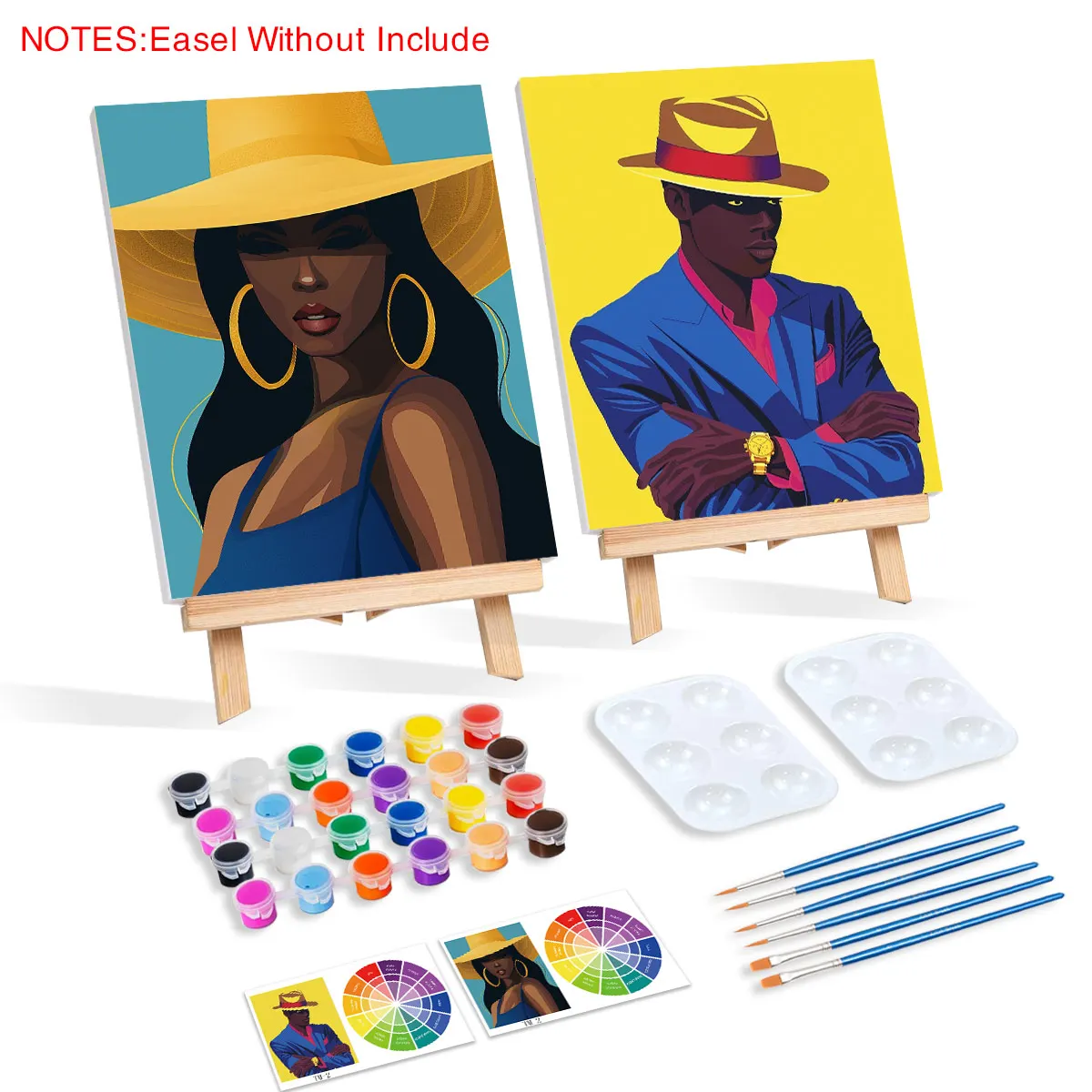 

CHENISTORY 2pcs With Frame Canvas Painting Kits Pre Drawn Canvas For Adults Paint And Party Supplies Canvas To Paint Couple Art