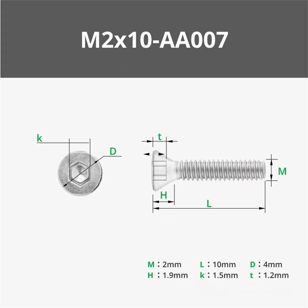 Tuozhu 3D printing model dedicated standard parts M2 countersunk machine teeth screws (20 pieces) Maker treasure trove