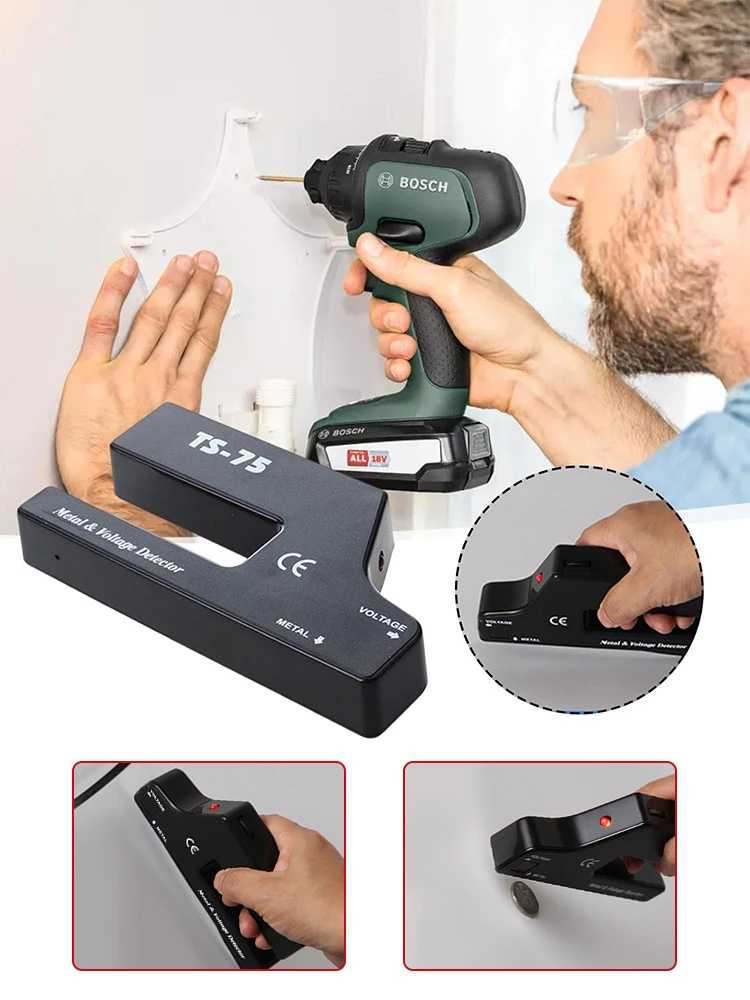 9V Wall Scanner Metal Detector Pointer AC Wire Metal Detection Industrial Metal Detector Alert Pipe Power High Sensitivity