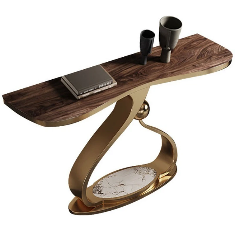 

Door-to-door entrance cabinet is opposite the door, modern light luxury villa, high-end luxury stone living room partition