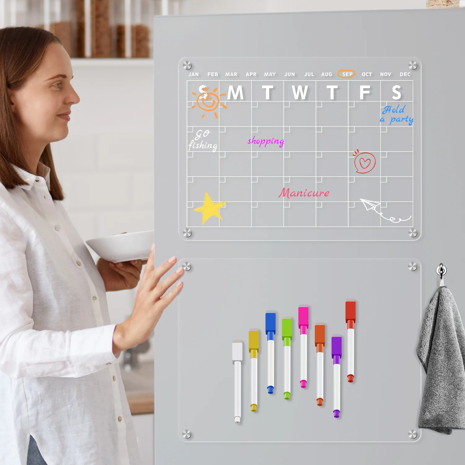 Transparent Magnetic Calendar For Erasable Family Schedule Planner clear Calendar Board Wall Whiteboard Easy Install