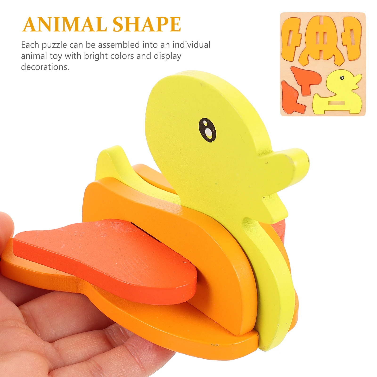

4 Sets Puzzles Wooden 3D Animal Animals Building Toy Matching Toys Shaped Toddler Kids Toddlers Early Learning Preschool