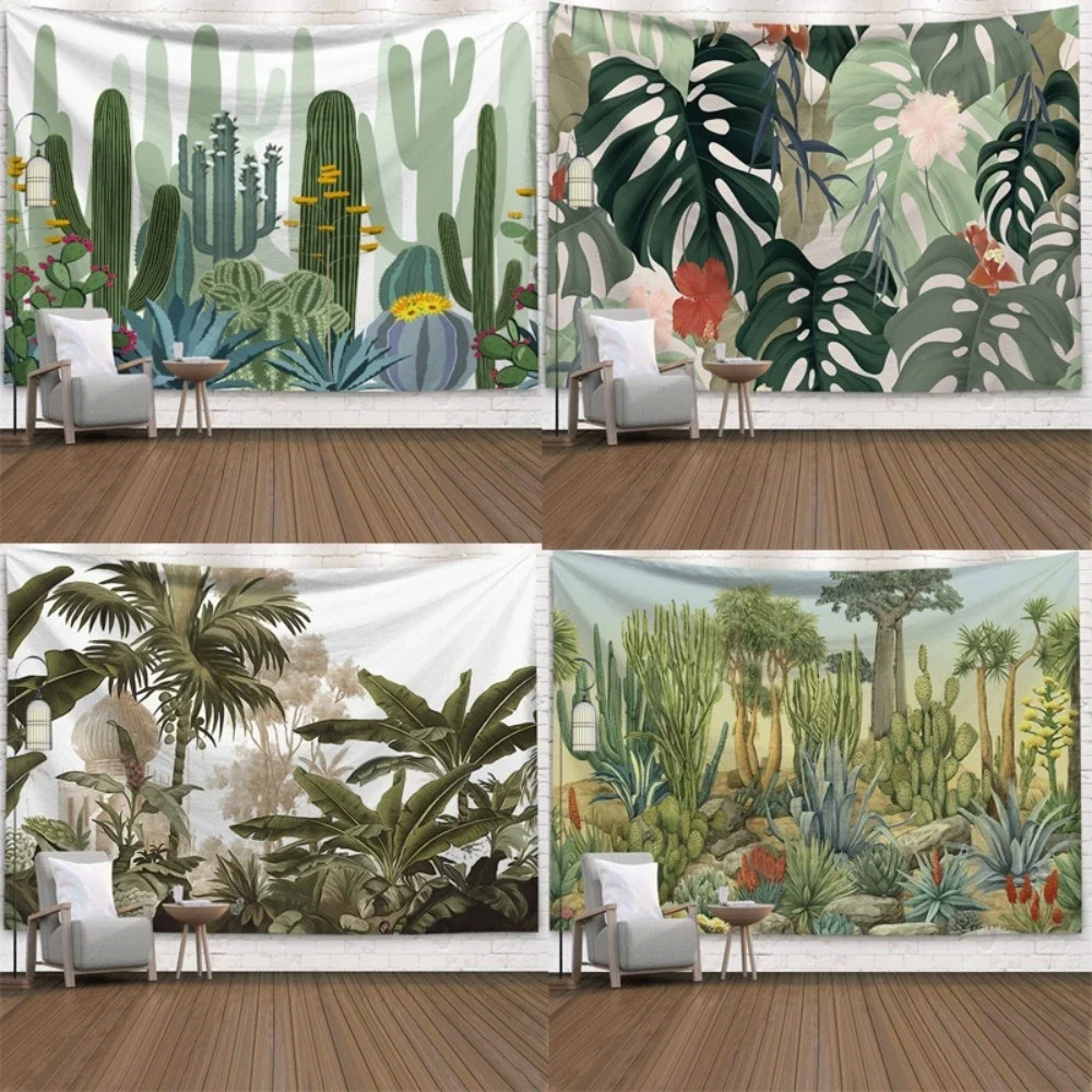 

Tapestry Green Cactus Summer Succulents Wall Decor Tropical Landscape Wall Hanging Tapestries Picnic Blanket Wall Cloth