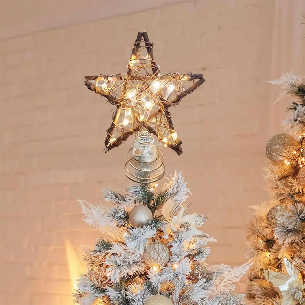 Christmas Tree Topper Star Christmas Tree Hollow Star Christmas Tree Topper with Light Simple Installation Holiday Decoration