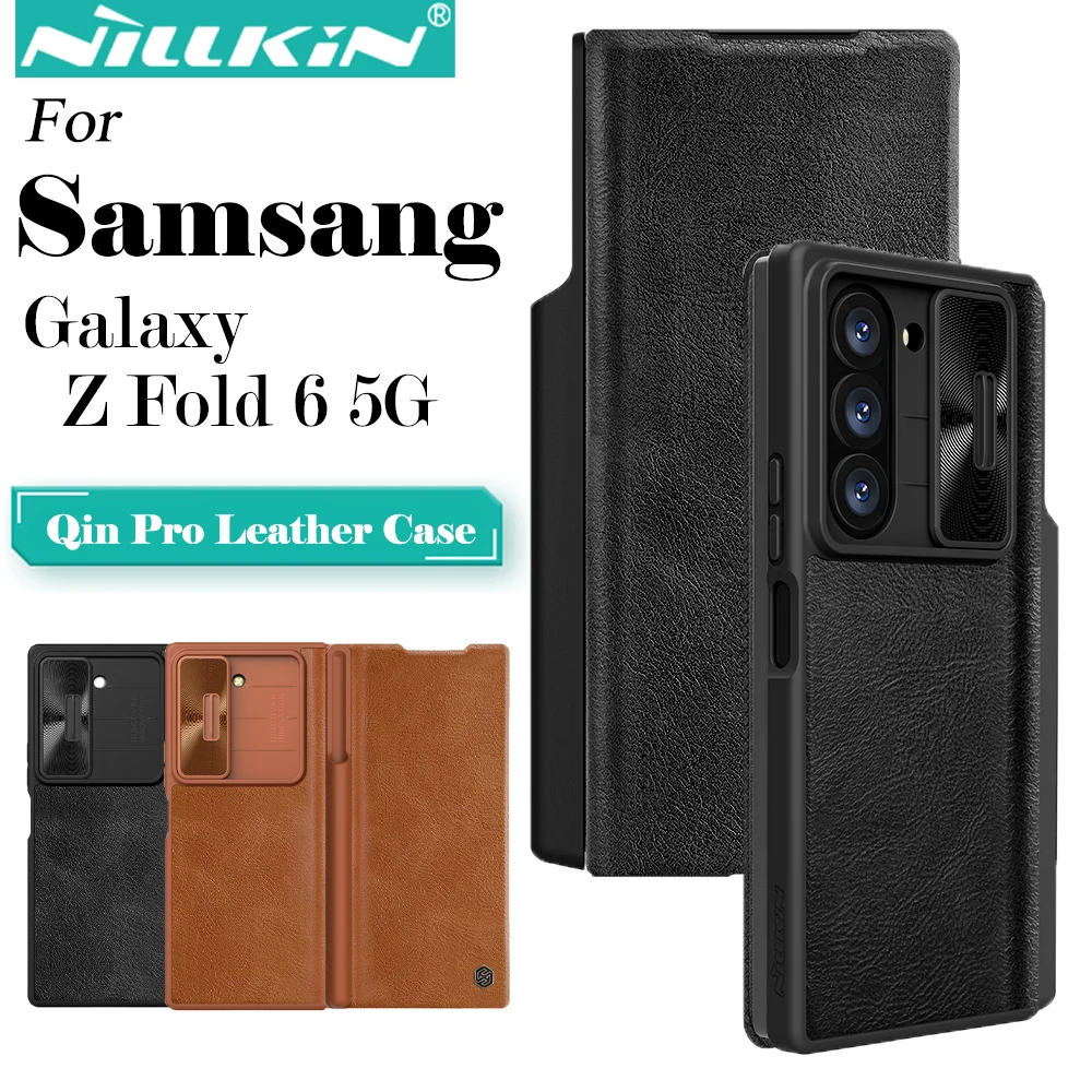 

Nillkin Samsung Galaxy Z Fold 6 Luxury Flip QIN Pro Leather Case Shockproof Camera Slider Protection Cover With Card Holde