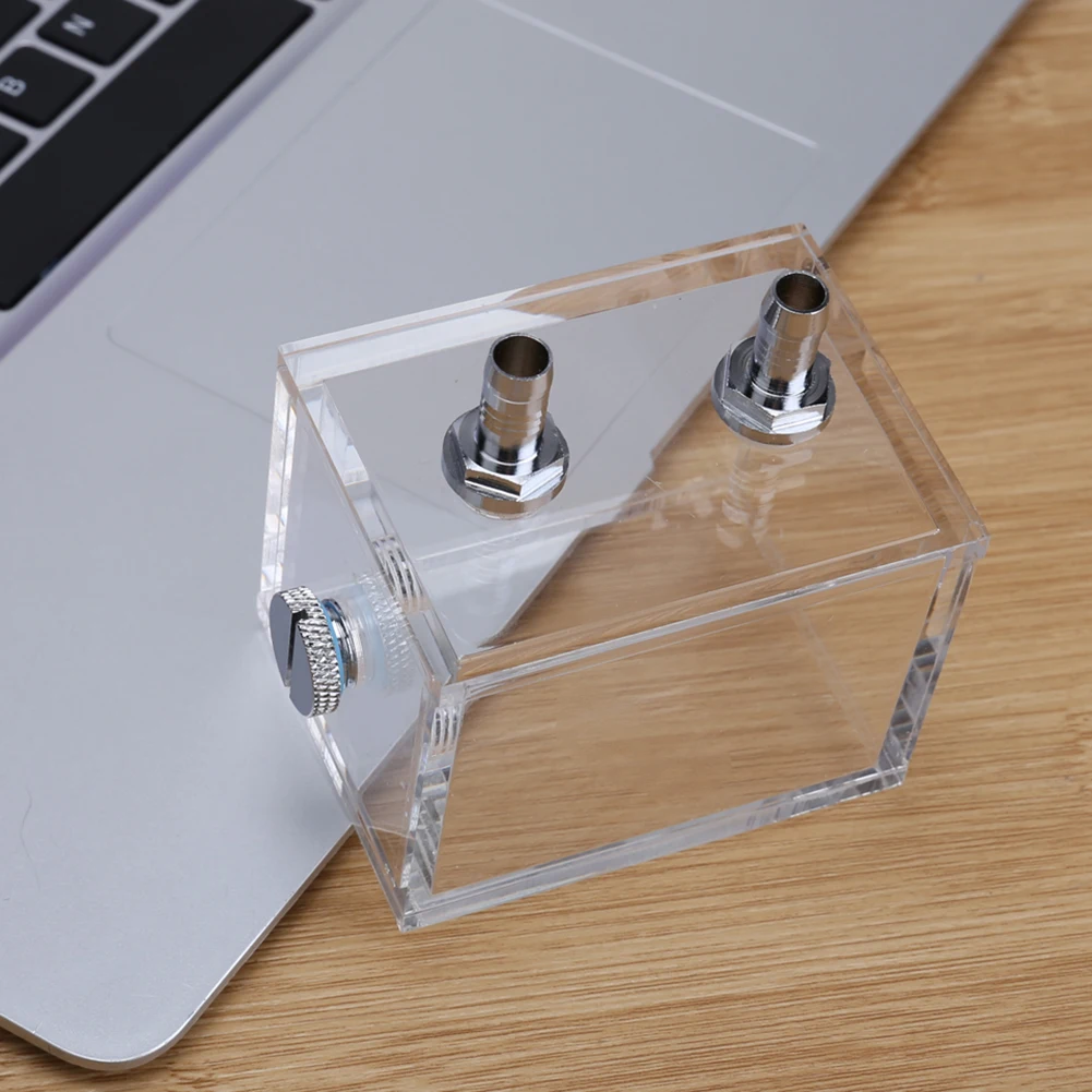 

200ml Mini Square Water Tank with 2 Tube Connectors 1 Cooling Fan Block G1/4 2 Thread for PC Liquid Cooling System Accessories