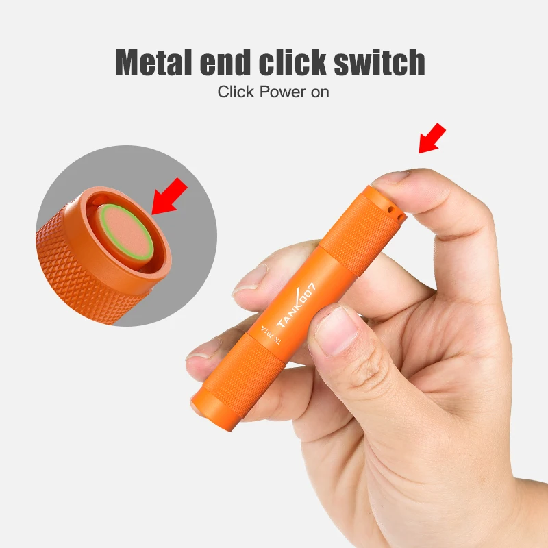 TANK007 Mini LED Flashlight Portable Pocket-sized Flashlights with Keychain Penlight for Home Outdoor Emergency Lighting TK701A