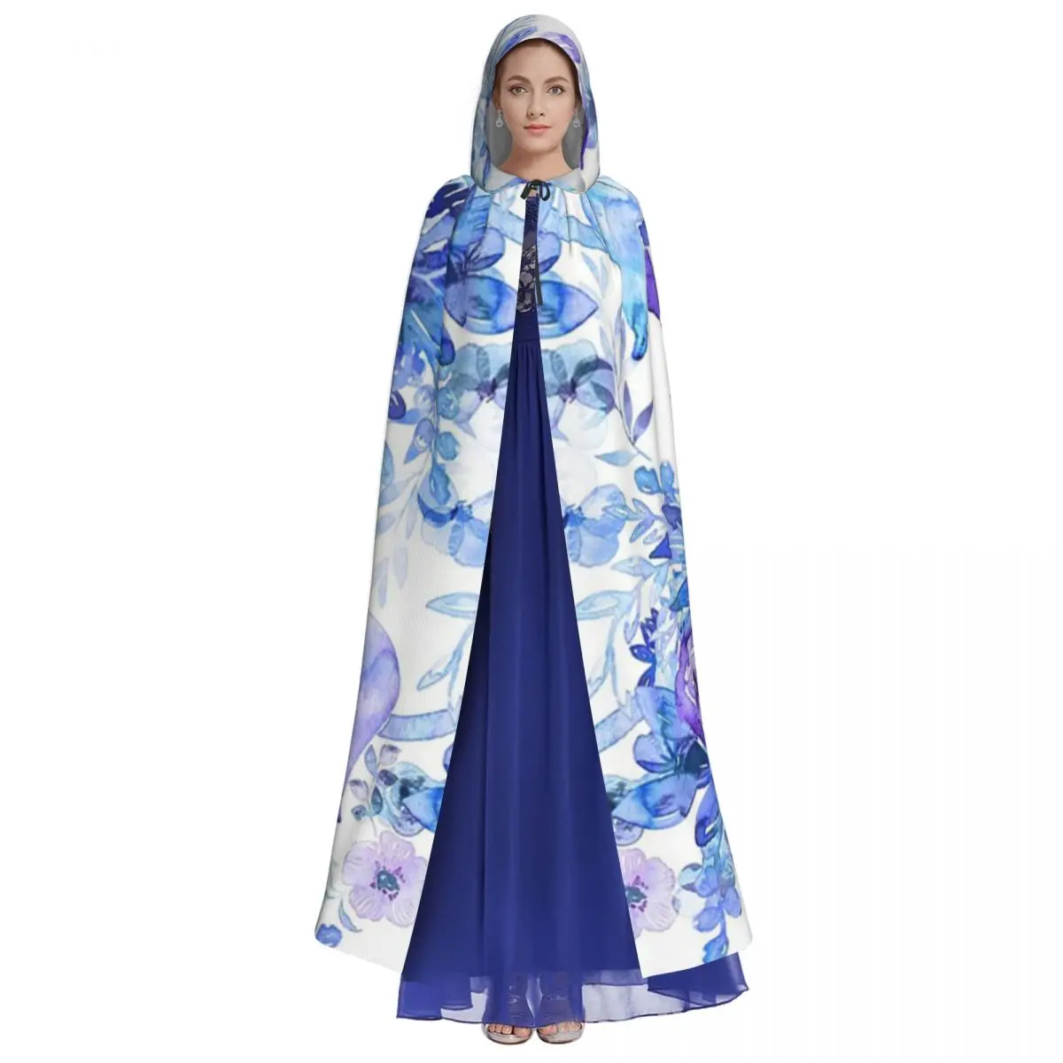 Paresse sonnolenti in piante viola Mantello lungo con cappuccio Strega Costume medievale Mantello cosplay Cappotto di Halloween Adulto unisex