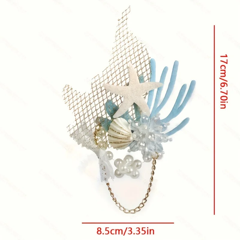 Mermaid series hair accessories, starfish artificial crystal shell coral elements party beachside decorations