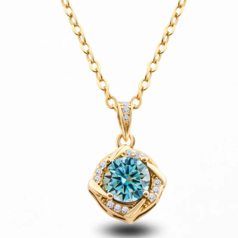 Jellystory 1ct S925 Silver Dreamy Windmill Moissanite Pendant Necklace for Women Creative Unique Choker Dainty Jewelry Gift