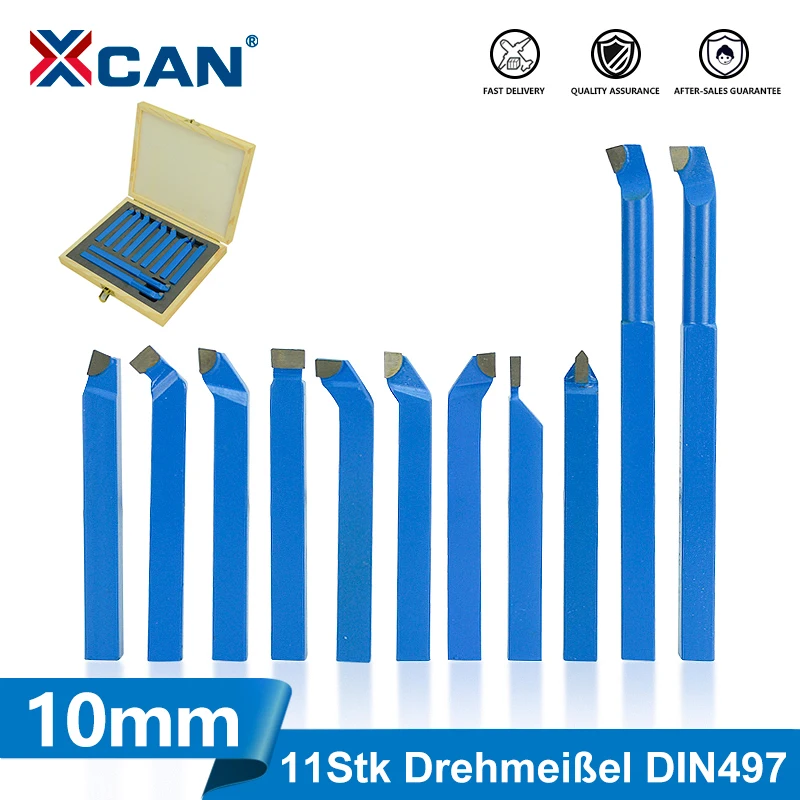 XCAN 11tlg. Cincel giratorio de acero rotativo con paneles giratorios, juego de cinceles, fresado de torneado, herramienta de corte de torno de 10mm DIN 497
