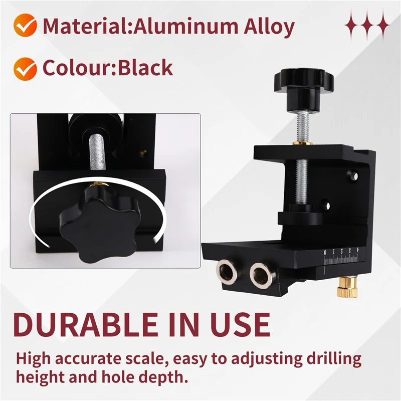 

ABYN-Woodworking Jig Pocket Hole Jig Clamp Pocket Hole Jig Jig Pocket Hole System Hole Opener Tool For Wood Black