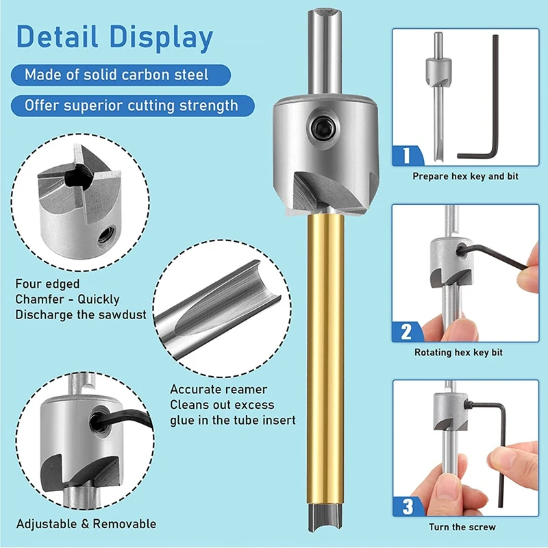 13 Pieces Pen Barrel With Pen Bushings Mill Trimmer Set 7Mm 8Mm 3/8 Inch 10Mm Cutter Shafts For Woodworking Pen Kit