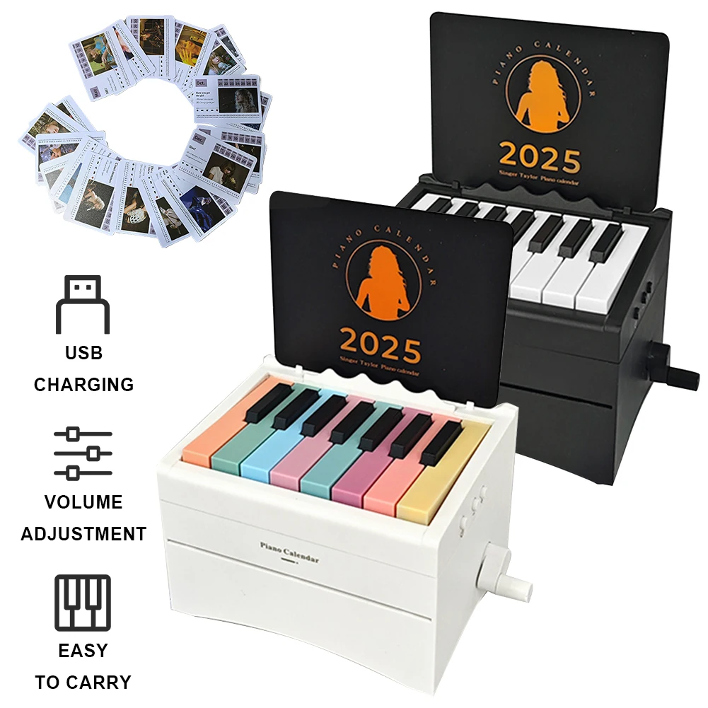 

BT Taylor Piano Calendar 2025 15 Keys Piano Calendar Music Sheets Toy Piano Desk Calendar Mini Piano Calendar Gifts for Fans