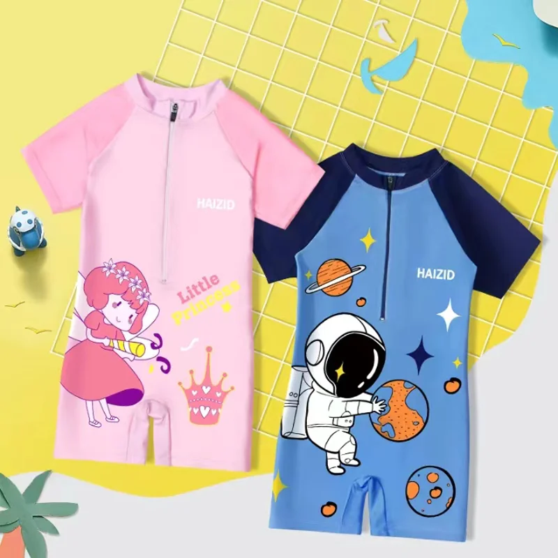 

New Kids Swimsuit Cute Cartoon Boy Girl One-piece Swimsuit Small, Medium and Big Kids Swimsuit Baby One-piece Swimsuit