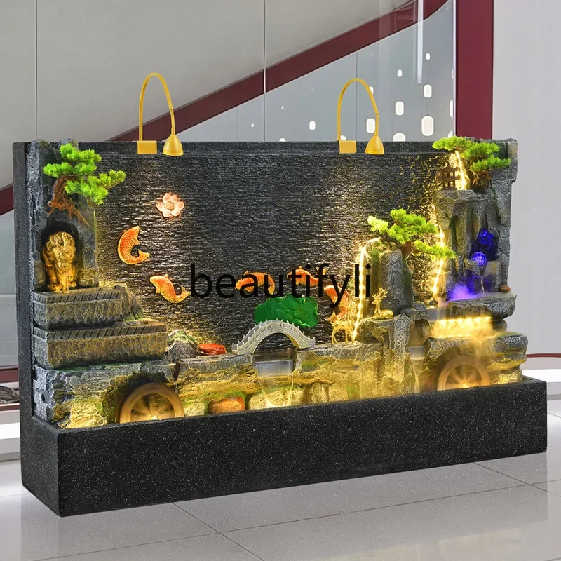 

A48 Rockery water curtain wall, flowing water fountain, screen landscape ornament, living room outdoor circulating water