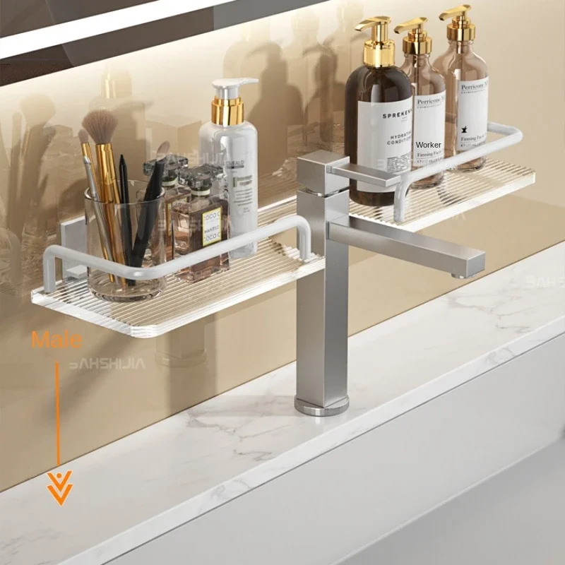 Heavy-Duty Space Aluminum Shelf, Skincare Organizer with U-Shaped Design, Corrosion-Resistant, for Robust Bathroom Storage