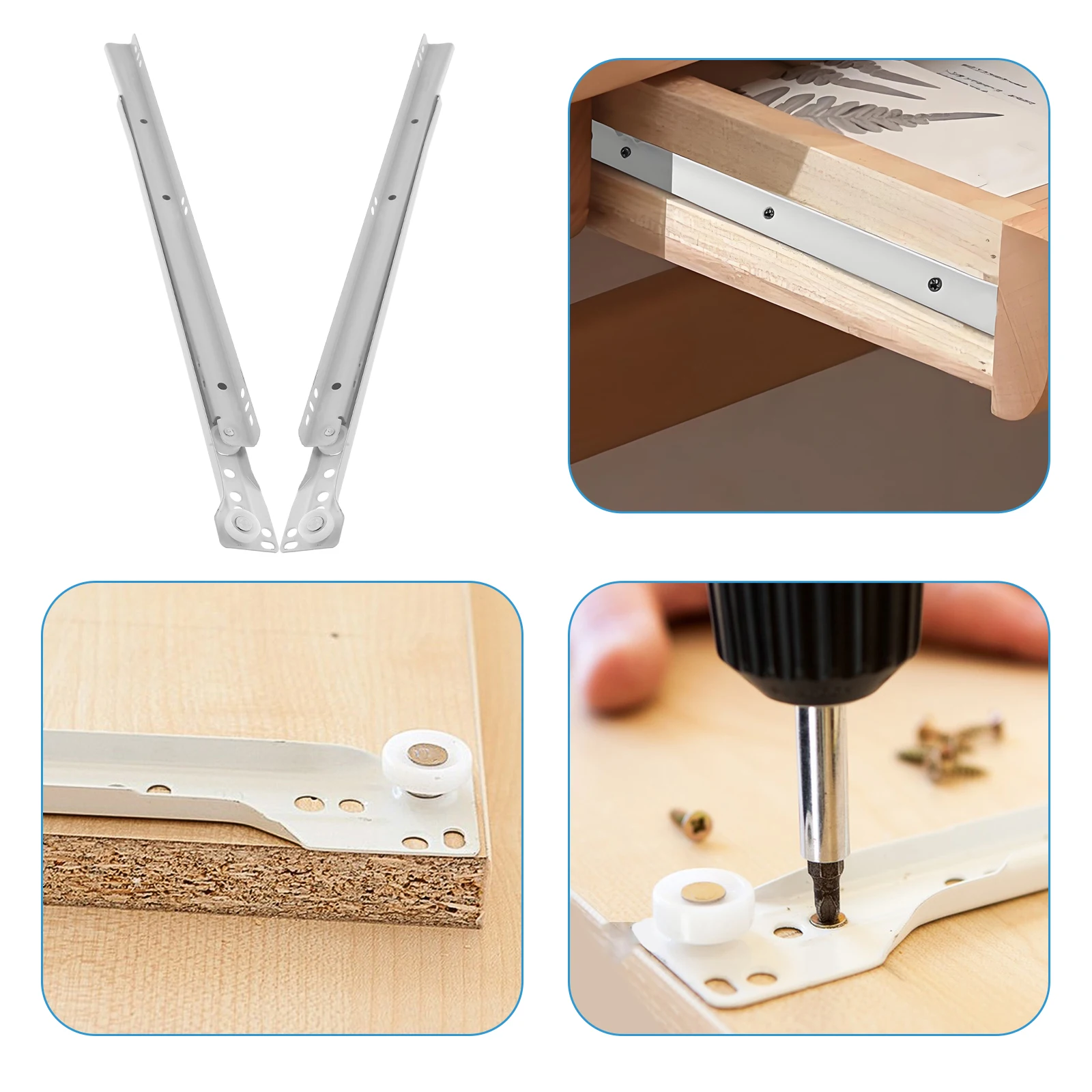 

2pcs Drawer Slides Full Extension Ball Bearing Silent Smooth Heavy Duty Replacement For Home Furniture Bottom Mount Cabinet