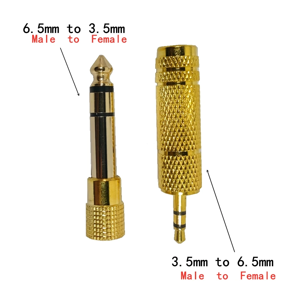 2Pcs 6.5mm to 3.5mm and 3.5mm to 6.5mm Audio Adapter Set 1/4-inch to 1/8-inch and 1/8-inch to 1/4-inch Suitable for Headphone