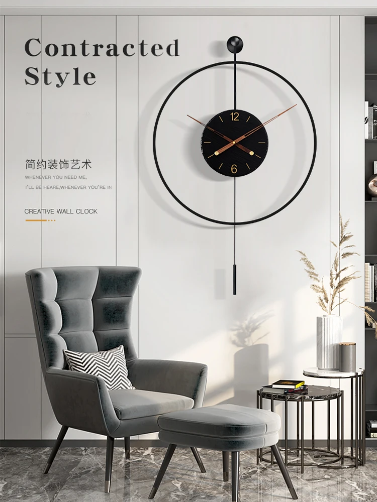 Simple light luxury wall clock art living room Italian clock high-end atmosphere creative wall watch clock wall hanging