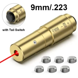 Hunting Laser Bore Sight 9mm .223 5.56mm Bore Sight with Tail Switch Red Dot Laser Bore Sighter Laser Sight Brass Laser