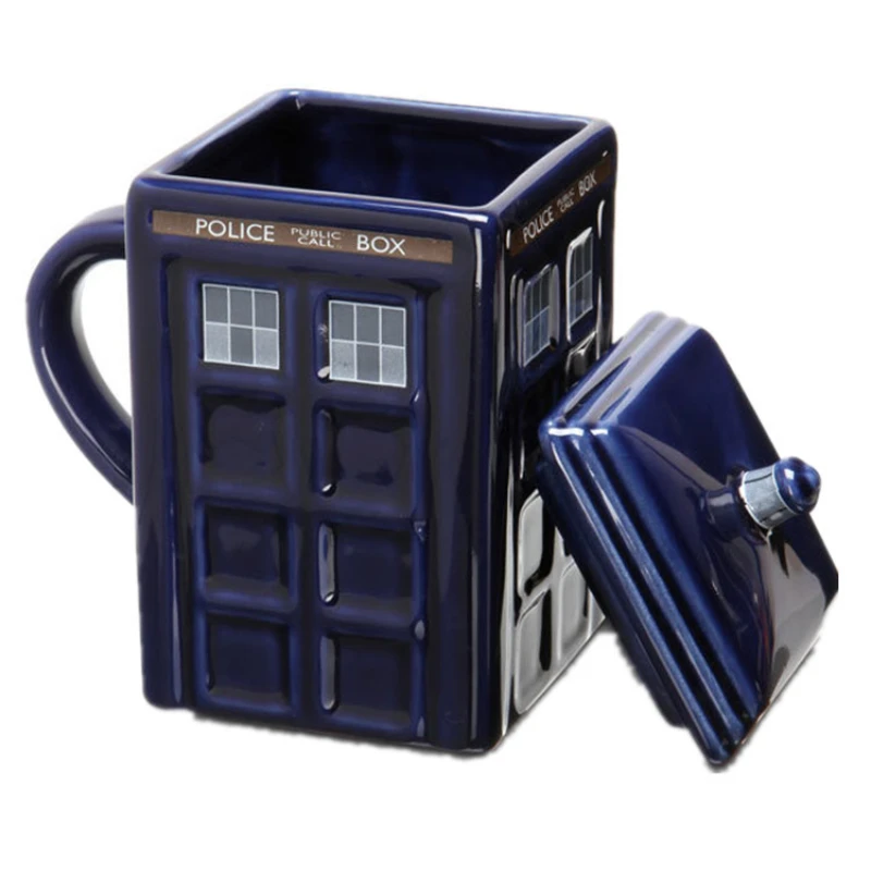 Mugs British Police Box Square Shape Water Cup Tardis Ceramic Cup Coffee Mug Home Decoration Birthday Gift