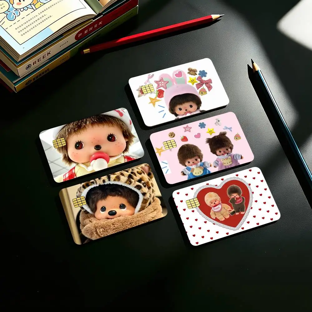 Cute M-MonchhichiS-s Credit Card HD Stickers Game Card Decal Small Chip Waterproof Sticker Gift