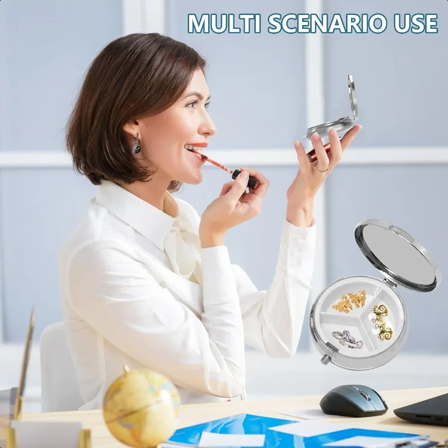 Pill Box 3 Compartment Small Pill CasePortable for Pocket or Purse Pill Organizer Pill Container Holder to Hold Vitamins Medica