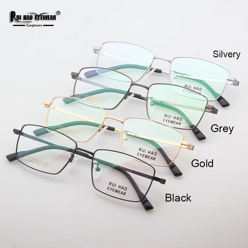 Rectangle Eyeglasses Frames Men Rui Hao Eyewear Titanium Glasses Retro Spectacles Frame 4 Color Classic Design 98662