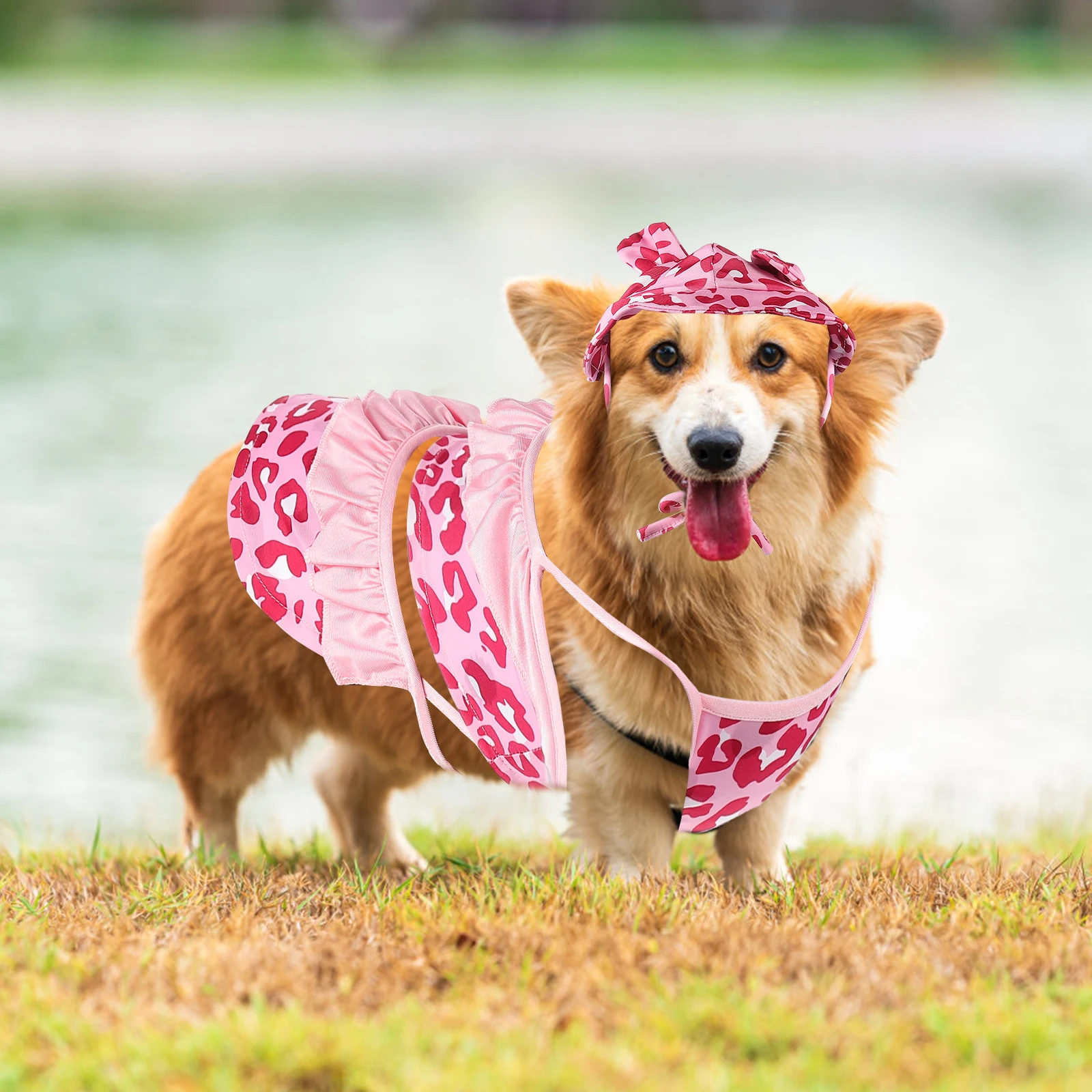 

Adorable Pet Swimsuit for Small Dogs Bathing Skirt Puppy Swim Suit Lightweight Beach Pool Costume Hat Skirt Dog