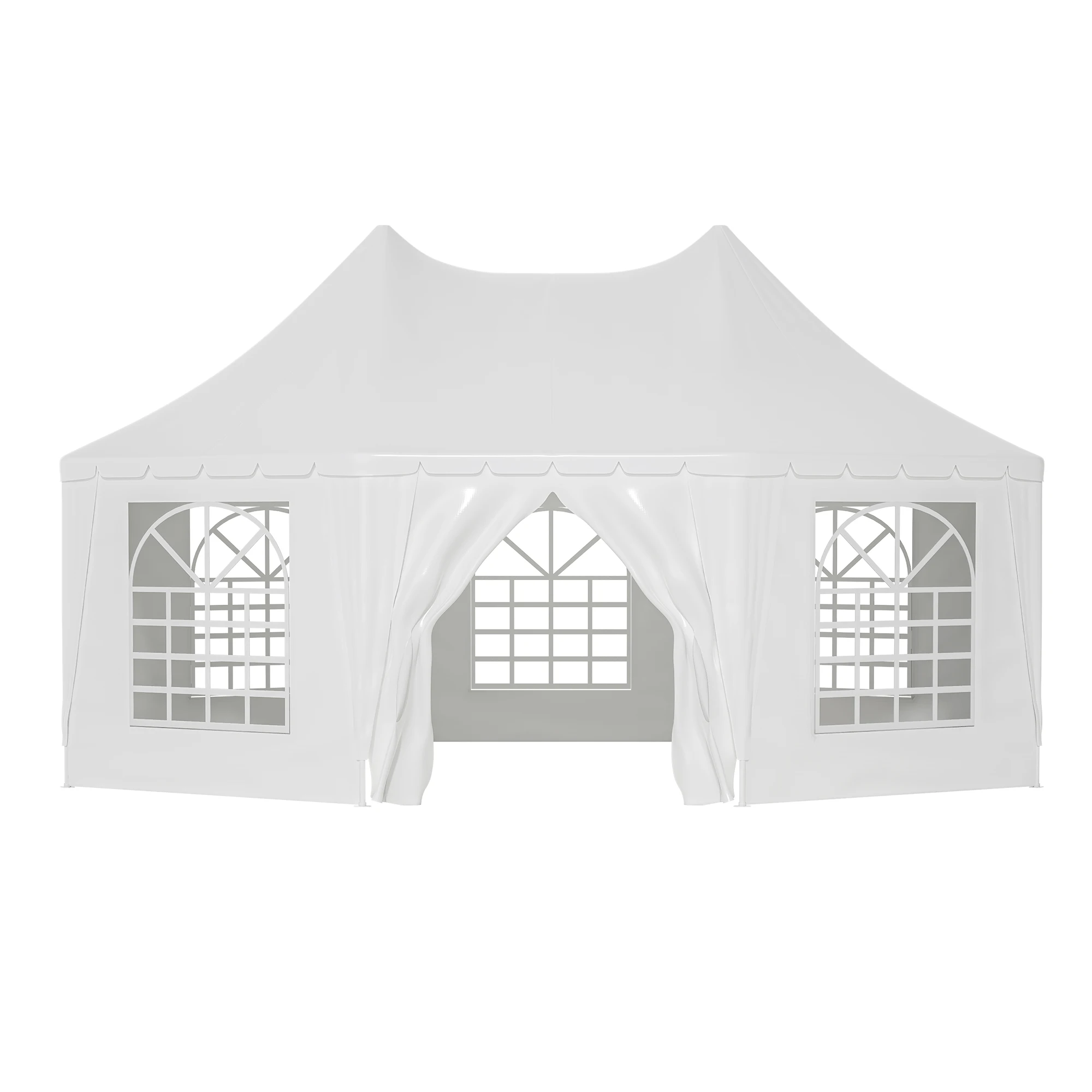 20x15ft Heavy Duty White Wedding Party Tent 1 Door 7 Windows Waterproof UV Protection Outdoor Pavilion Shelter