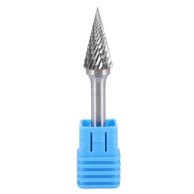 AC88-10X Tungsten Carbide Burr Pointed Cone Shape Double Cut Rotary Burrs File 70X12mm With 1/4 Inch Shank Dia