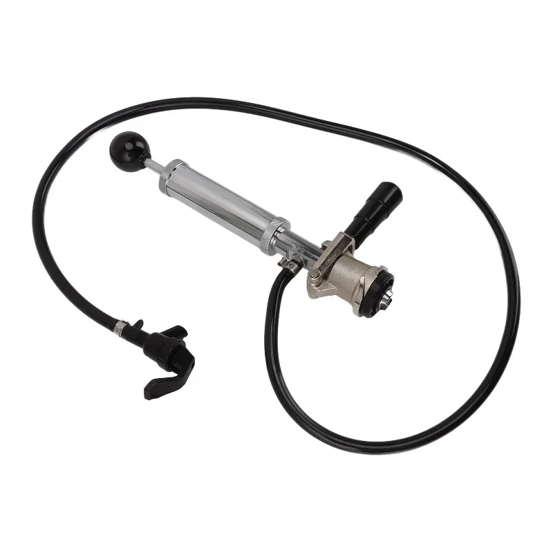 Beer Keg Pump 4in D System Chrome Iron Easy Tight Sealing Keg Tap with Faucet Hose for Party Picnic Events Beer Pump