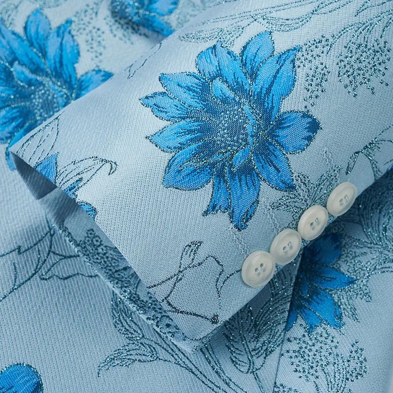 (سترات + بنطلون) موضة الذكور الجاكار زهرة الدعاوى عالية الجودة رجال الأعمال الاجتماعية العريس حفل زفاف بليزرات وبنطلون