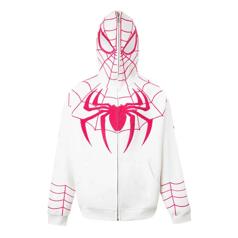 Y2K Spiderman Hoodie Gothic Embroidery Hooded Zip Up Jecket Superhero Anime Casual Hip Hop Harajuku Cosplay Adult Sweatshirt Top