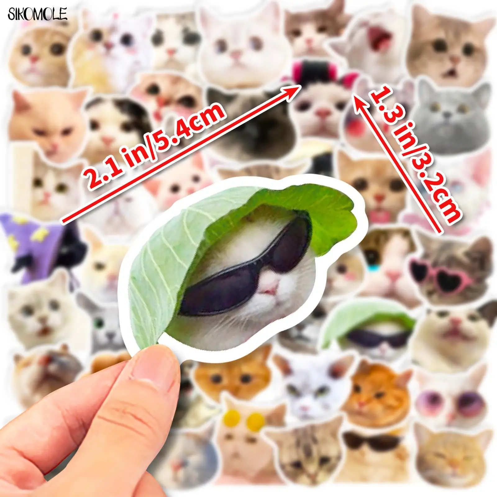 10/30/50PCS Mix Cartoon Cat Expression Big Head Photo Stickers animale per bambini giocattolo fai da te viaggio Laptop Graffiti Sticker decalcomanie