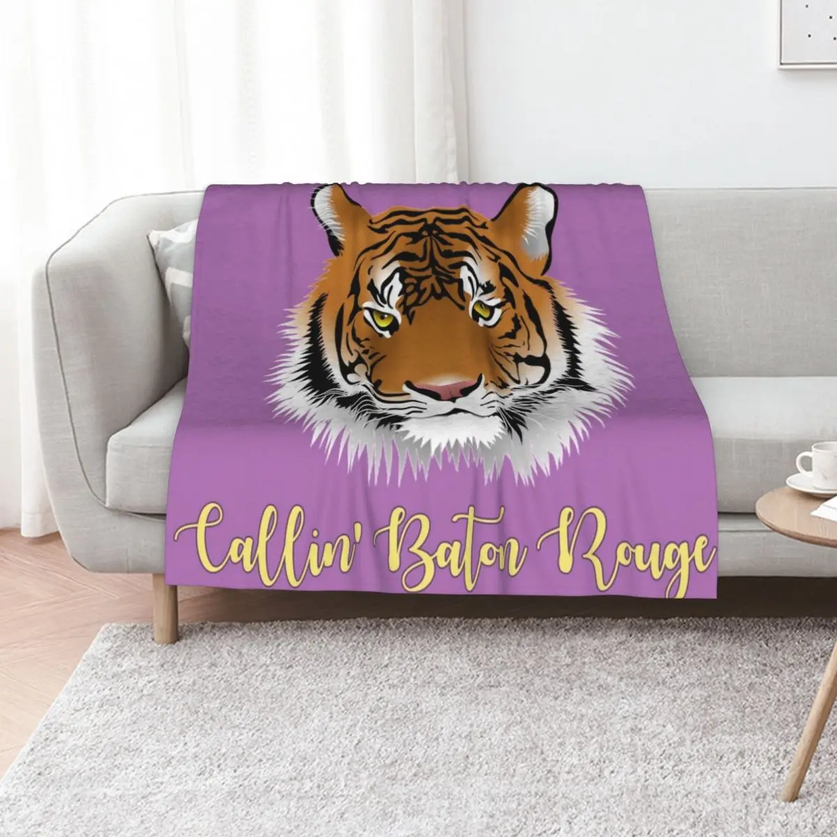 Callin' Baton Rouge Tiger Throw Blanket Faux Fur Soft Warm Blanket for Bed