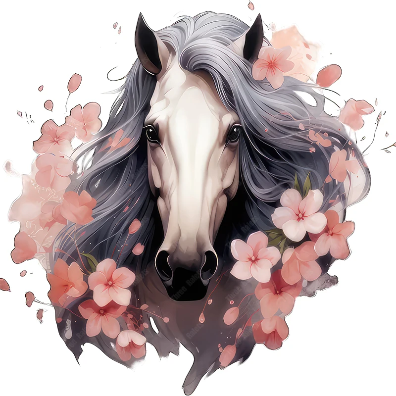 Three Ratels graceful horse head Watercolor animals stickers for home decoration car hood decals