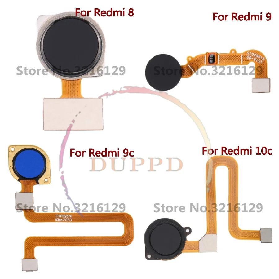 100% Original For Xiaomi Redmi 8 9 9c 10c Fingerprint Sensor Home Button Return Key Flex Cable Replacement