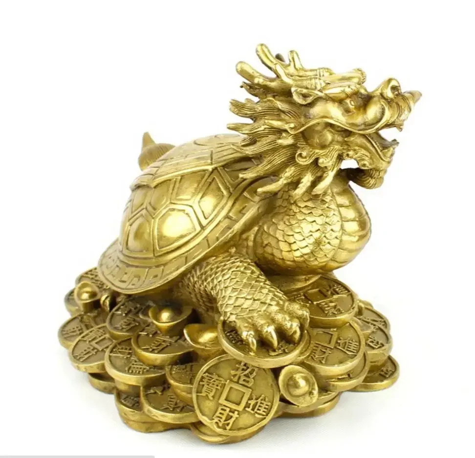 Copper Statue Pure copper Dragon Tortoise with eight trigrams, turtle head, turtle, dodge villains, recruit nobles, suppress hou