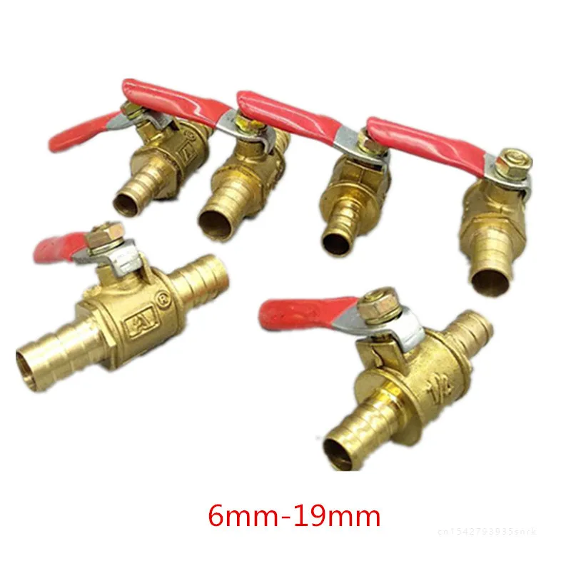 6mm-19mm Pneumatic Connector Hose Barb  Brass Water Oil Air Gas Fuel Line Shutoff Ball Valve Pipe Fittings Pneumatic Pipe Switch