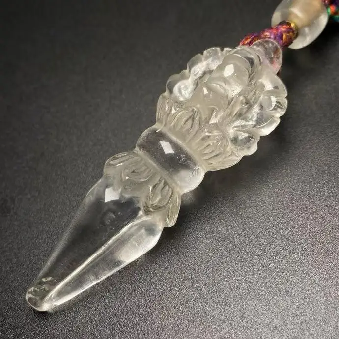 Old crystal Tibetan Buddhist tantric artifact, Vajra pestle, carefully crafted necklace Free Shipping