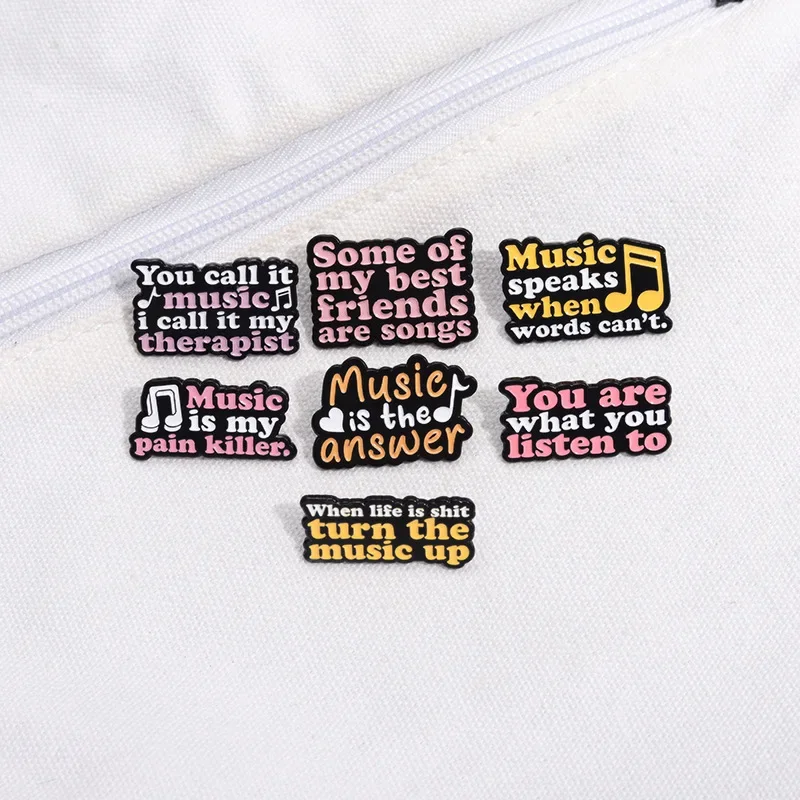 Music Enthusiast Enamel Pins You Call It Music I Call It My Therapist Brooches Lapel Badges Jewelry Gift for Friends Wholesale