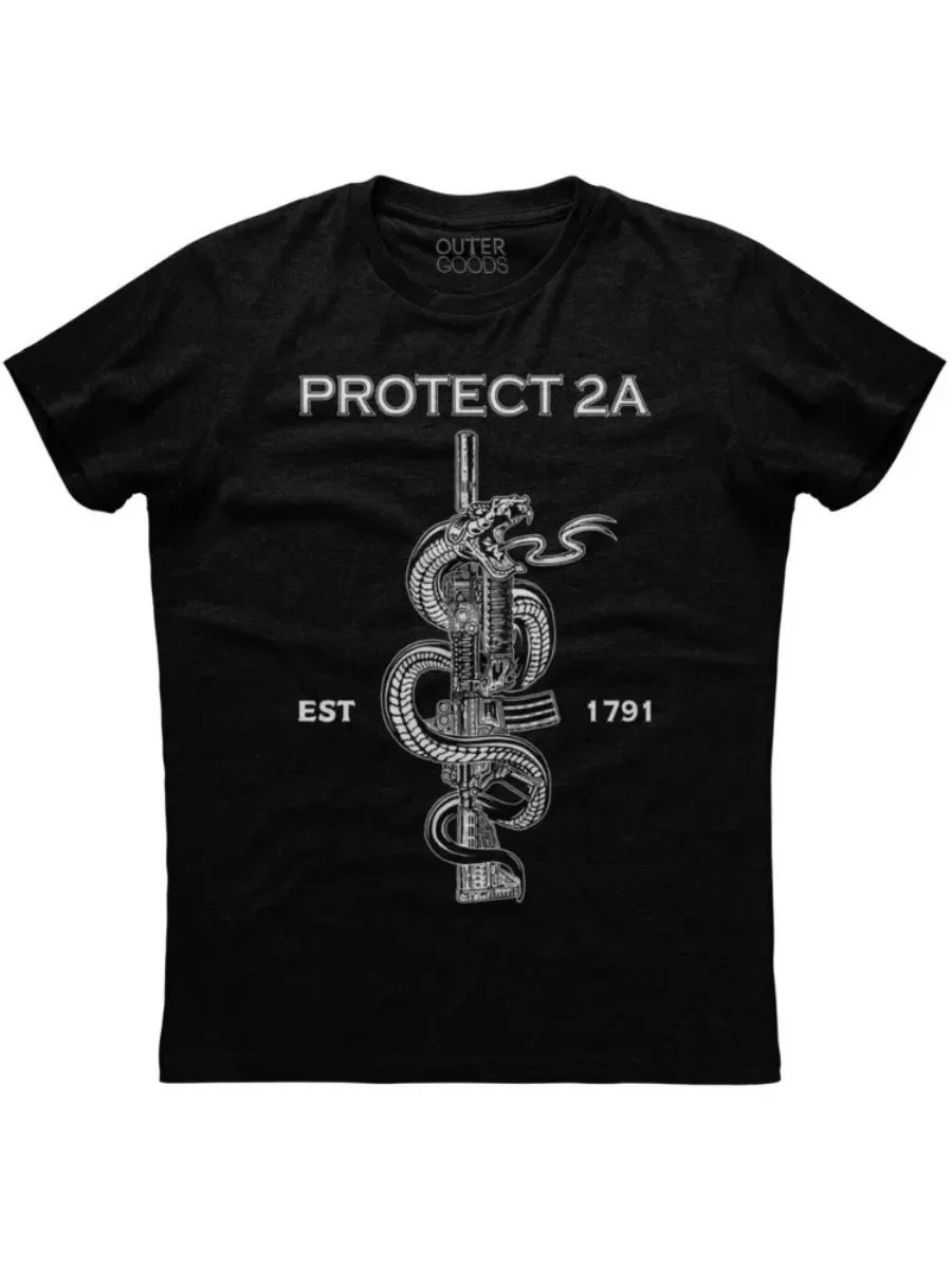 Protect 2nd Amendment EST 1971, Snake Rifle Printed Patriotic T-Shirt 100% Cotton O-Neck Summer Short Sleeve Casual Mens T-shirt