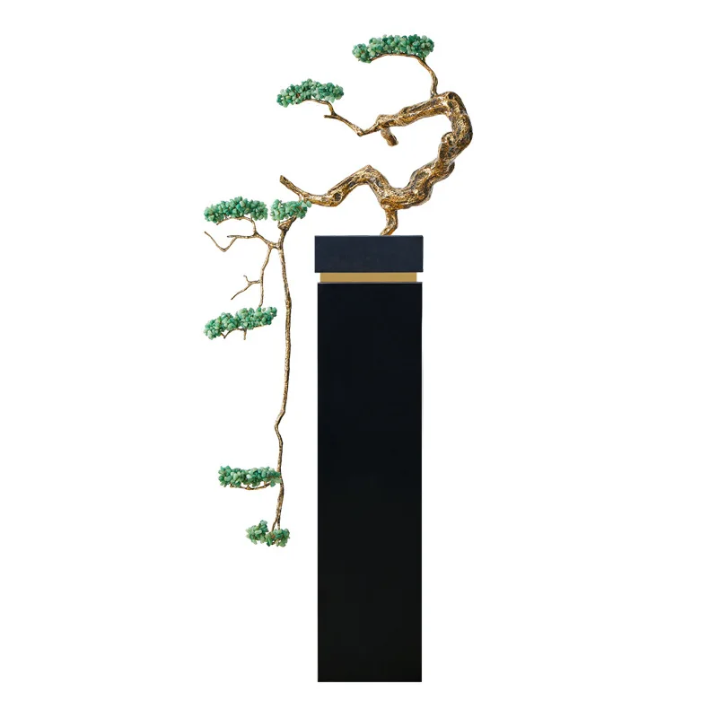 

New Chinese light luxury welcome pine large floor ornament living room sofa TV cabinet next to lucky staircase decoration