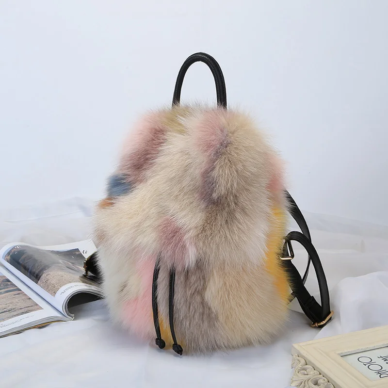 New Fur Backpack For Cute Women 2024 Autumn and Winter Fur Travel Bag Large Capacity Fox Fur Bag For College Students