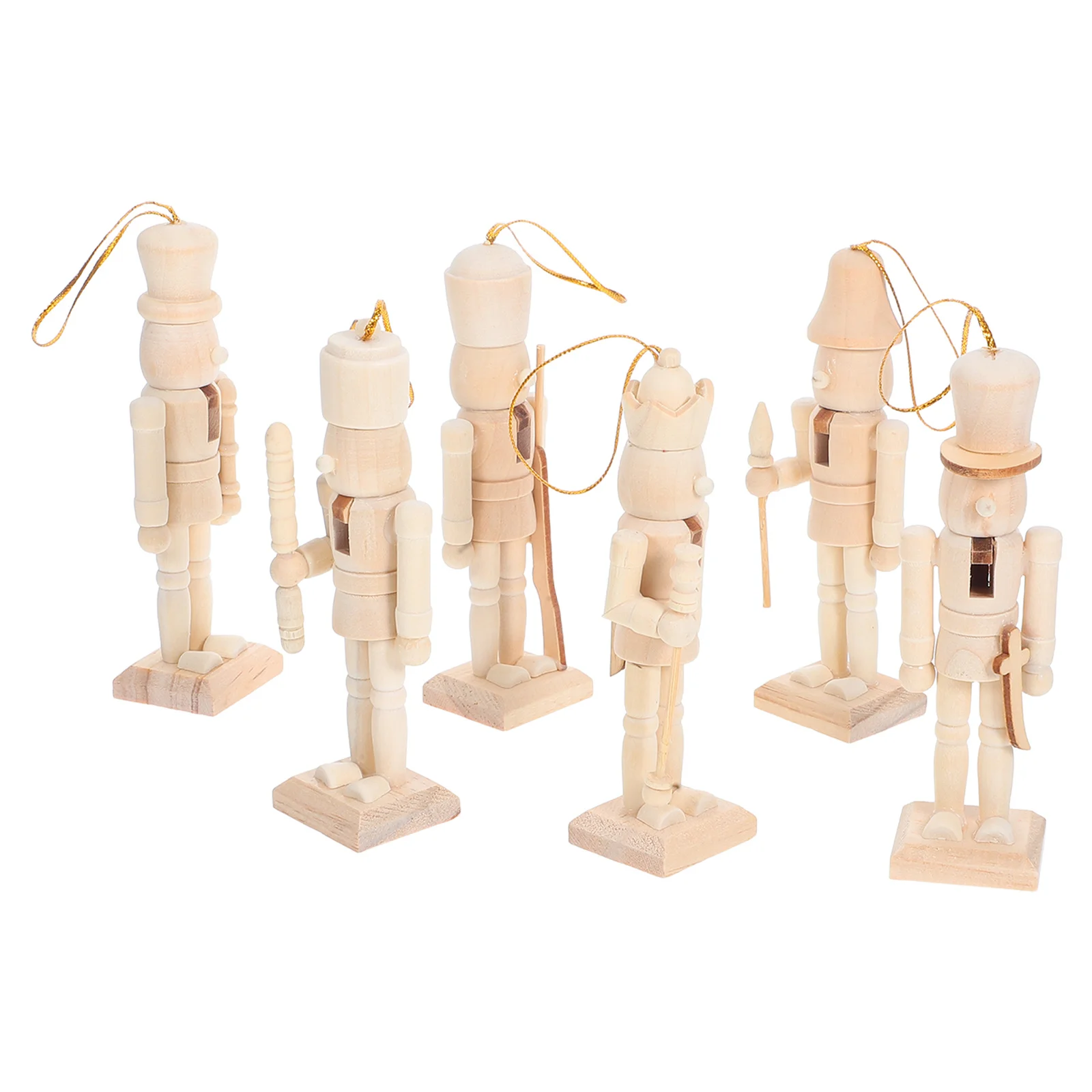 

6Pcs Nutcracker Soldier Christmas Decor 12.5cm DIY Unfinished Wood Paintable Puppet Blank for Holiday Craft Decorations