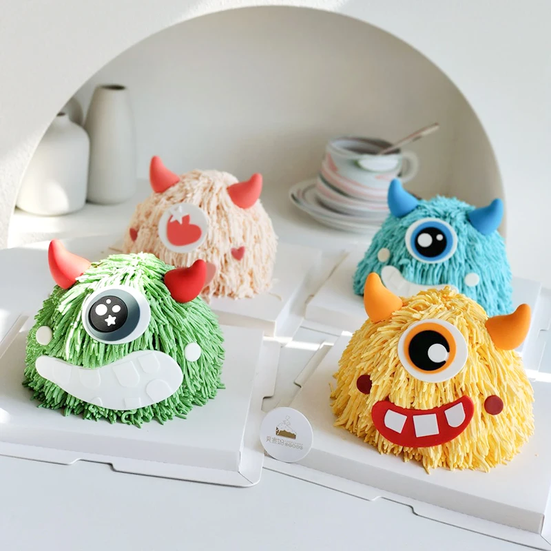 6pc Happy Halloween Theme Polymer Clay Cake Topper Little Monster Kids Party Children Cake Topper Insertion Supplies Decoration